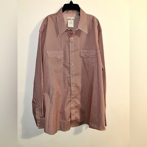 WRANGLER Wrancher Men's Shirt Size 2xT Tall Snap Pearl Red Long Sleeve Pockets